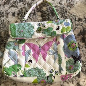 Sale!! Vera Bradley Green and Pink Quilted Clutch with Butterfly Print